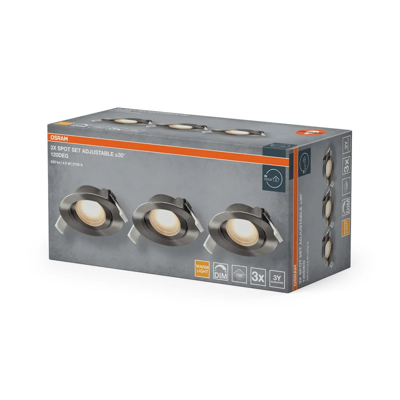 OSRAM Spot LED encastrable DIM 4,9W 120° nickel satiné ⌀75 mm