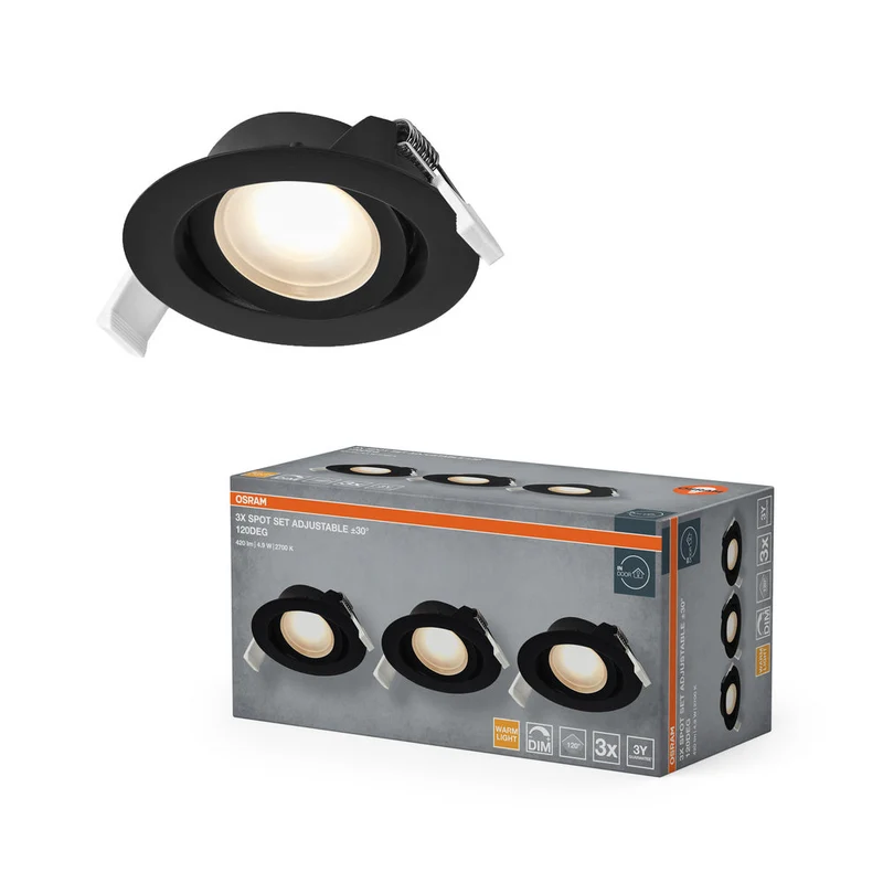 OSRAM Spot LED encastrable DIM 4,9W 120° noir ⌀75 mm