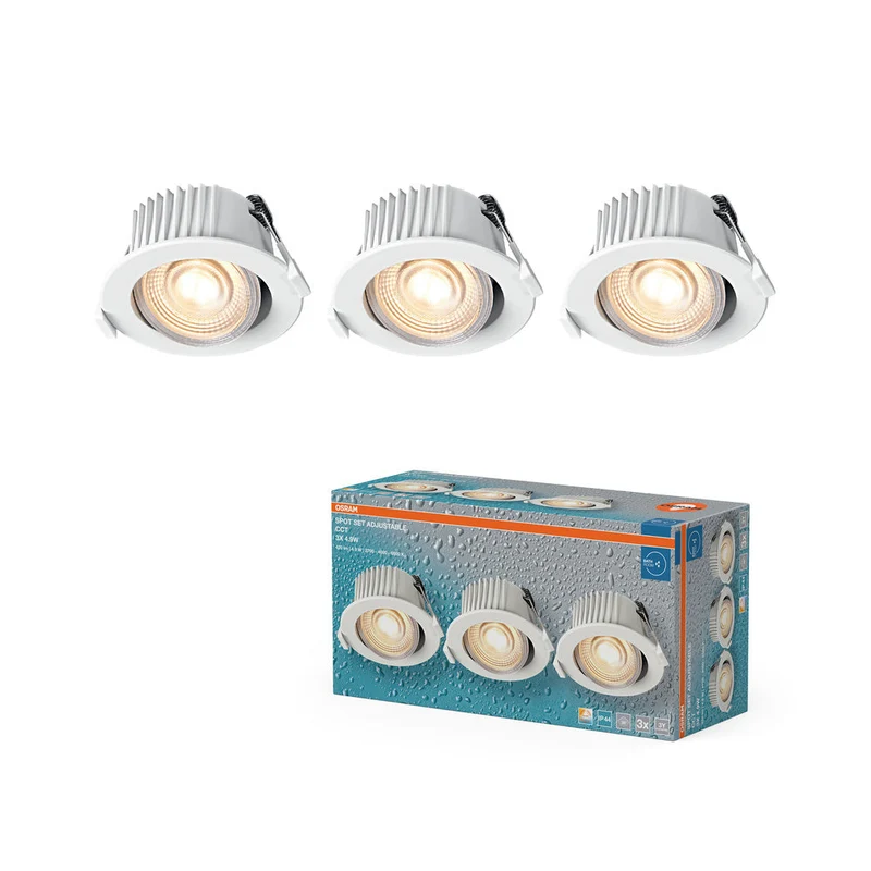 OSRAM Spot LED encastrable salle de bain CCT IP44 orientable 4,9W 36° blanc ⌀68 mm