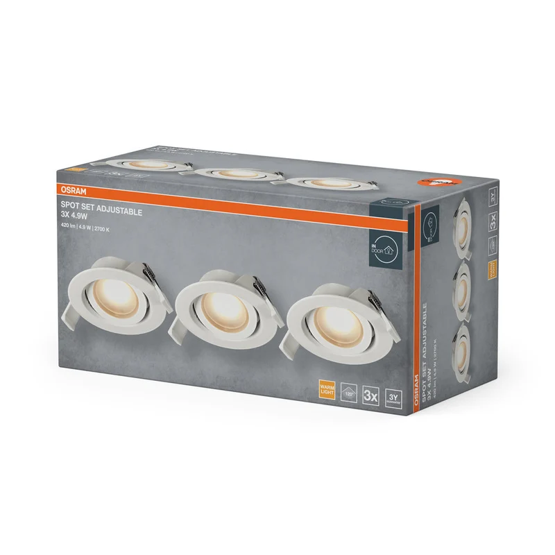 OSRAM Spot LED encastrable orientable 4,9W 120° blanc ⌀75 mm