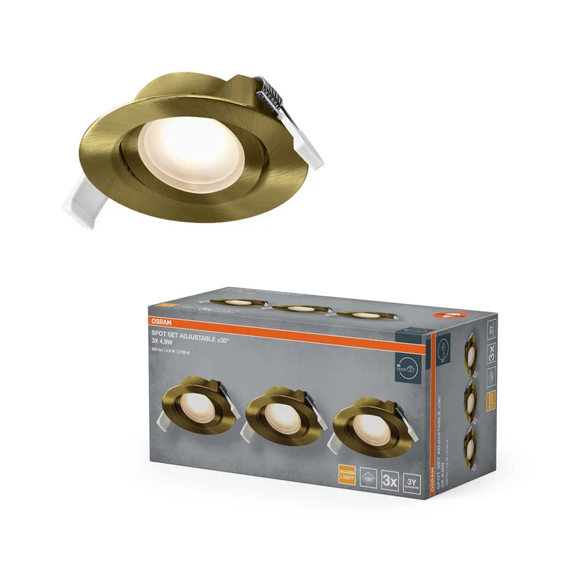OSRAM Spot LED encastrable orientable 4,9W 120° laiton vert ⌀75 mm