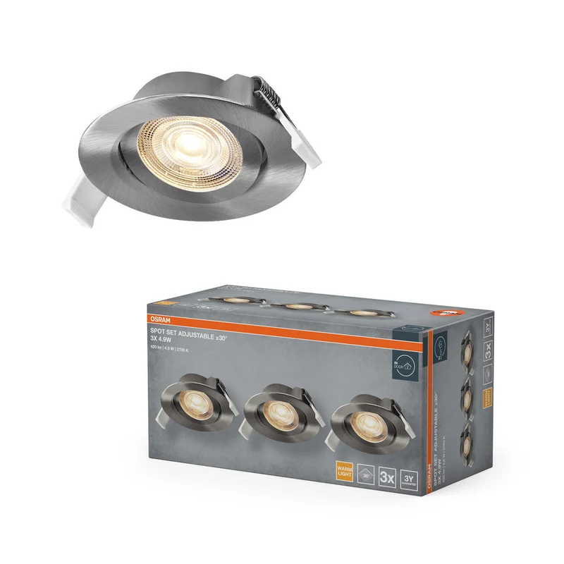 OSRAM Spot LED encastrable orientable 4,9W 36° Nickel satiné ⌀75 mm