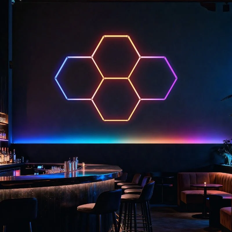 Kit 4 LED Hexagonal RGB 34W 110lm/w