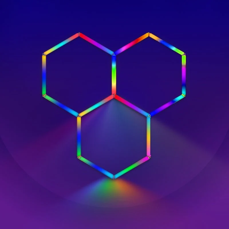 Kit 3 LED Hexagonal RGB 27W 110lm/w