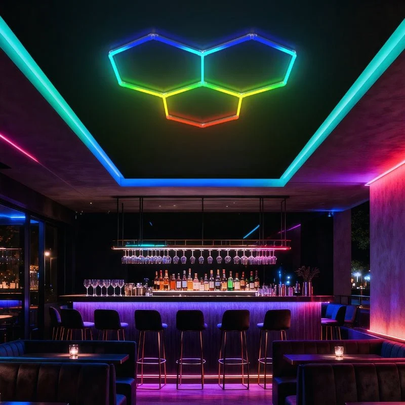 Kit 3 LED Hexagonal RGB 27W 110lm/w