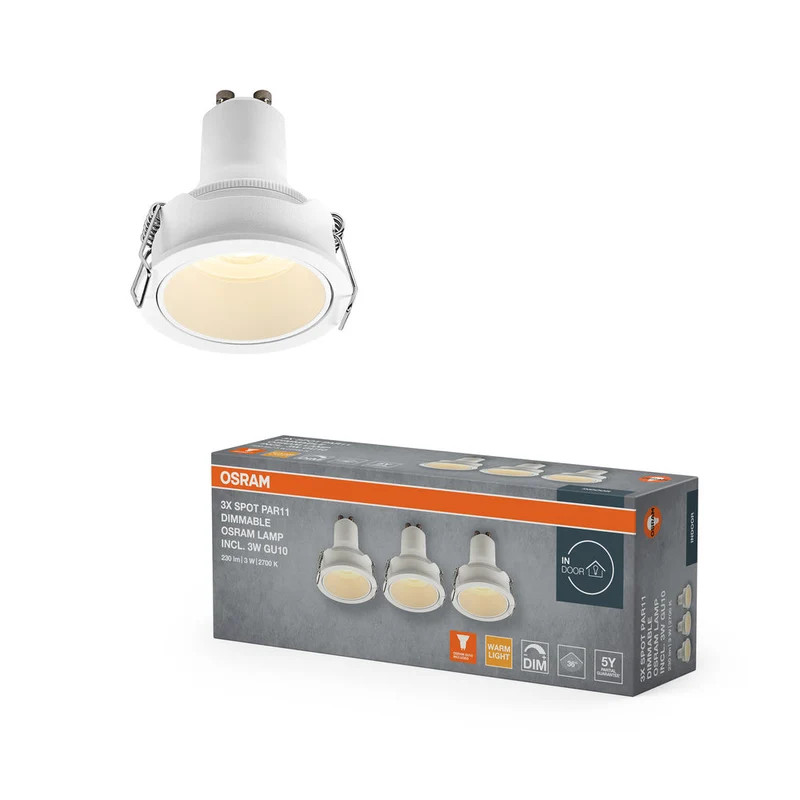 OSRAM Spot LED encastrable GU10 Dim 3W Blanc ⌀52 mm