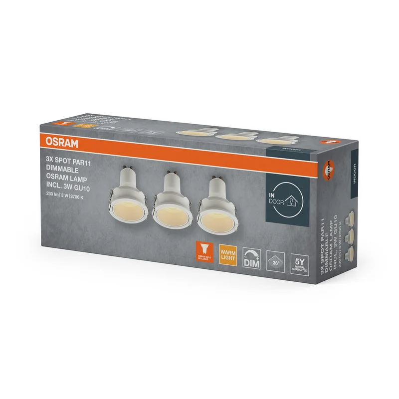 OSRAM Spot LED encastrable GU10 Dim 3W Blanc ⌀52 mm