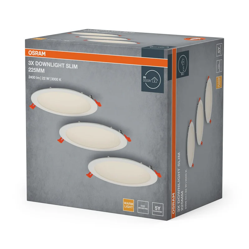 OSRAM Spot et Downlight LED encastrable Slim 225 mm 22W Blanc ⌀200 mm