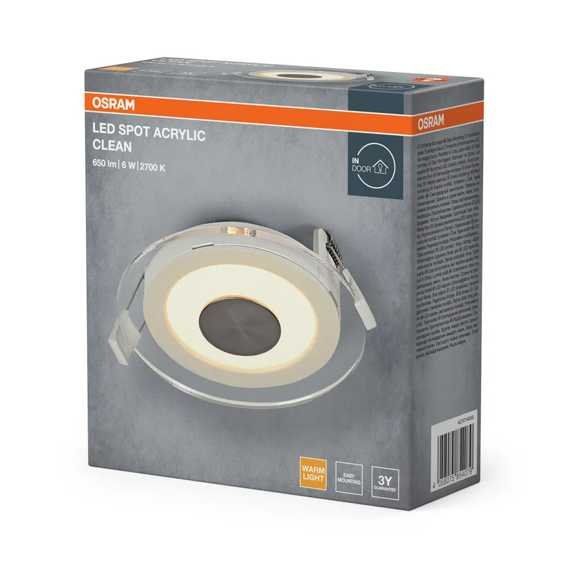 OSRAM Spot LED acrylique Clean encastrable 6W Blanc ⌀100 mm