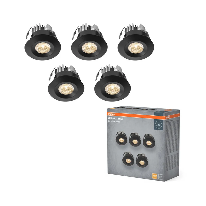 OSRAM Mini Spot LED encastrable 6W 120° Noir ⌀30 mm