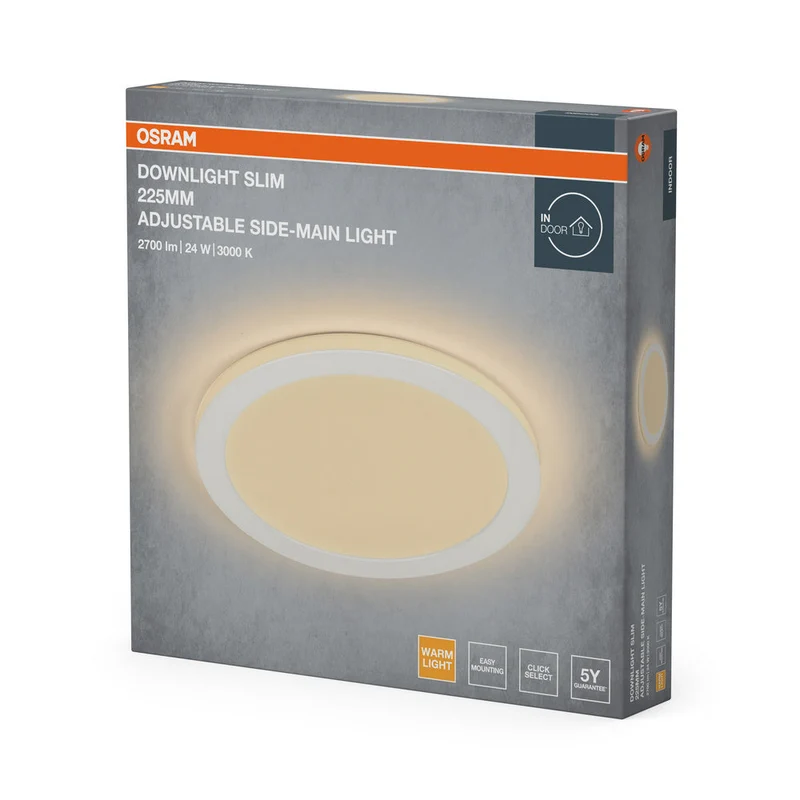 OSRAM Downlight LED Side-Mainlight encastrable 225 mm 24W Blanc ⌀85…195 mm
