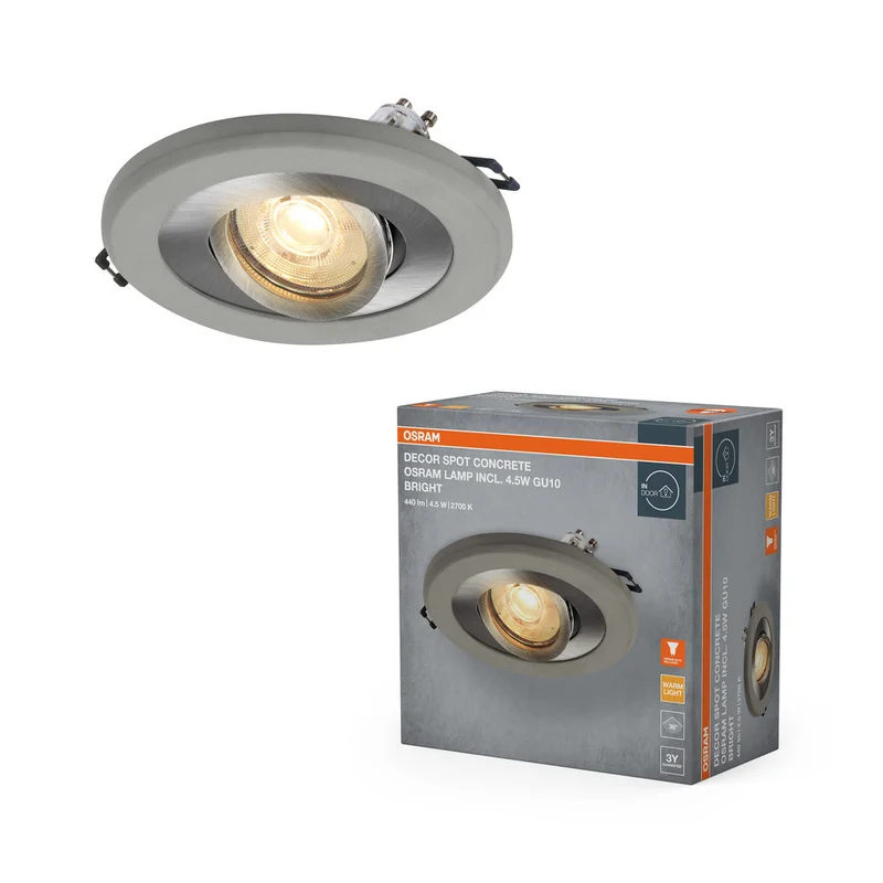 OSRAM Concrete Spot GU10 spot encastrable 4,5W Nickel satiné clair ⌀68 mm
