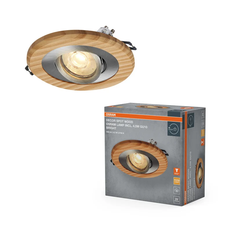 OSRAM Wood Spot GU10 spot encastrable 4,5W Nickel satiné ⌀68 mm
