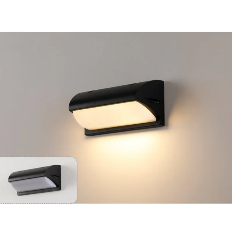 Curved Shield Waterproof LED Wall Light – 18W | 3000K / 4000K / 6000K | Black Housing | Up & Down Outdoor Wall Sconce for Porch, Garden, Balcony & Indoor Decoration | Aluminum Housing | IP65 | 2-Pack