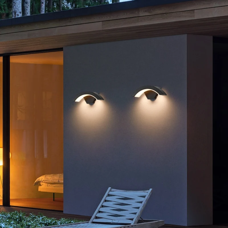 Arc Wave Waterproof LED Wall Light – 18W | 3000K / 4000K / 6000K | Black Housing | Up & Down Outdoor Wall Sconce for Porch, Garden, Balcony & Indoor Decoration | Aluminum Housing | IP65 | 2-Pack