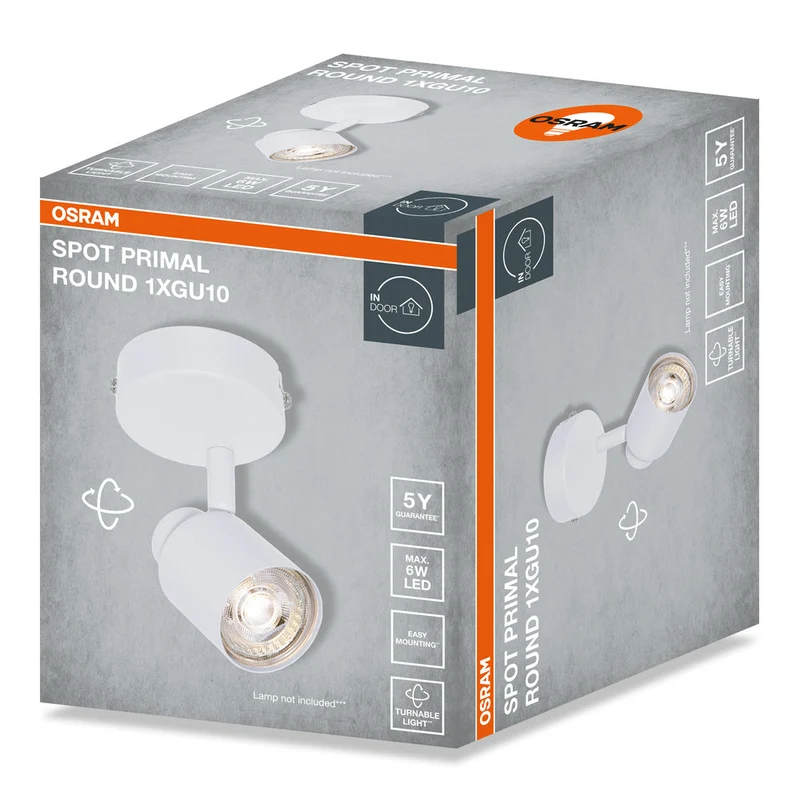 OSRAM Spot LED 1 point PRIMAL Rond, lampe, 1xGU10, blanc