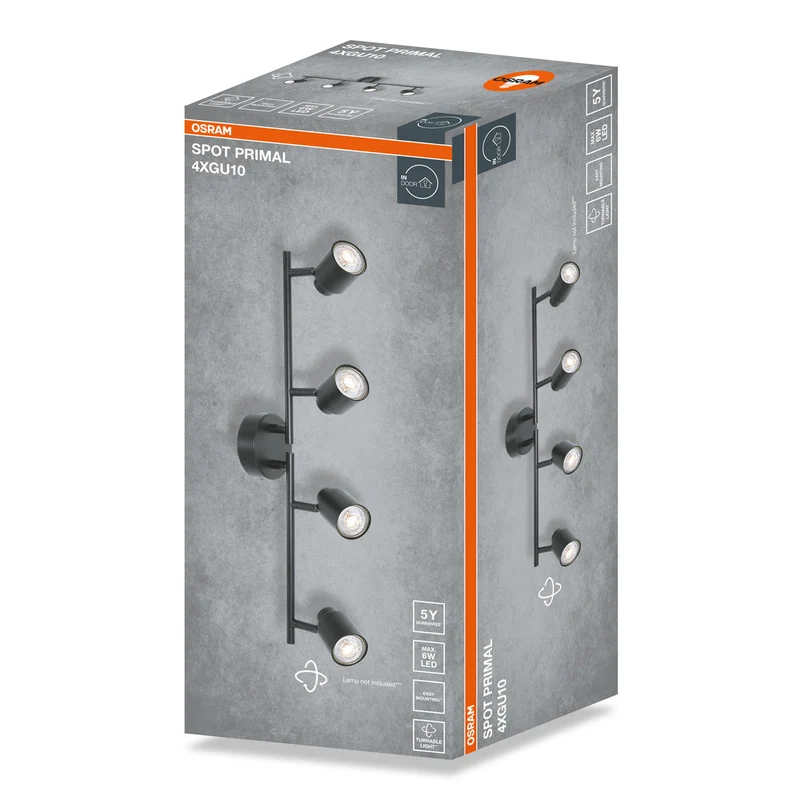 OSRAM Spot LED 4 points PRIMAL, lampe, 4xGU10, noir