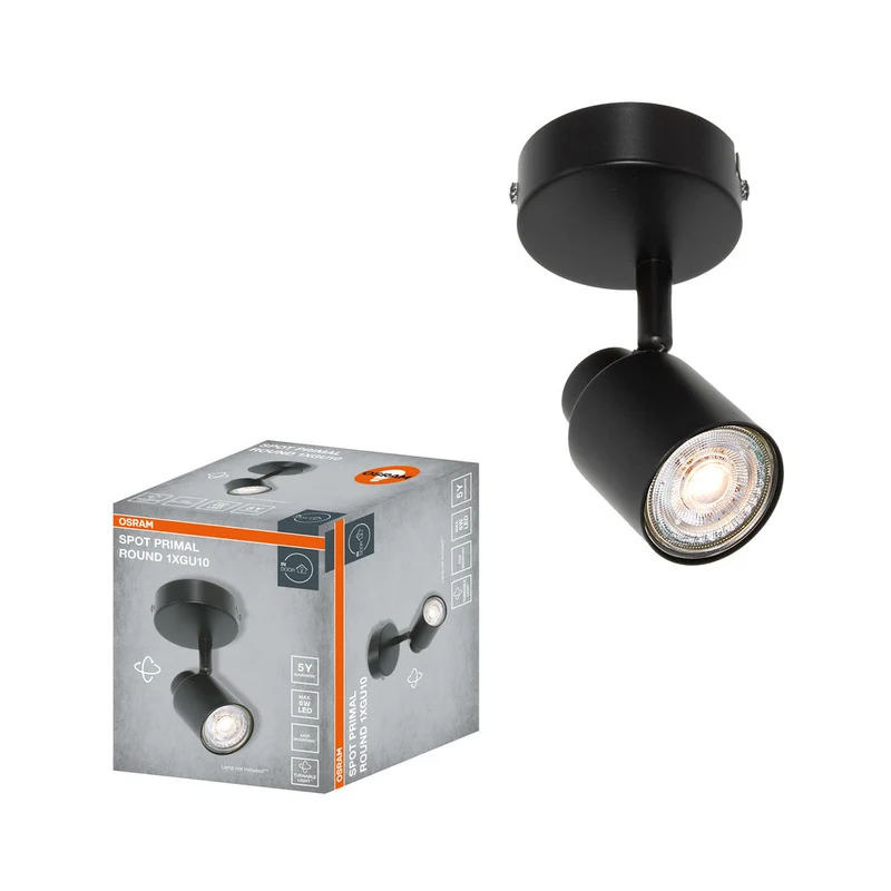 OSRAM Spot LED 1 point PRIMAL Rond, lampe, 1xGU10, noir