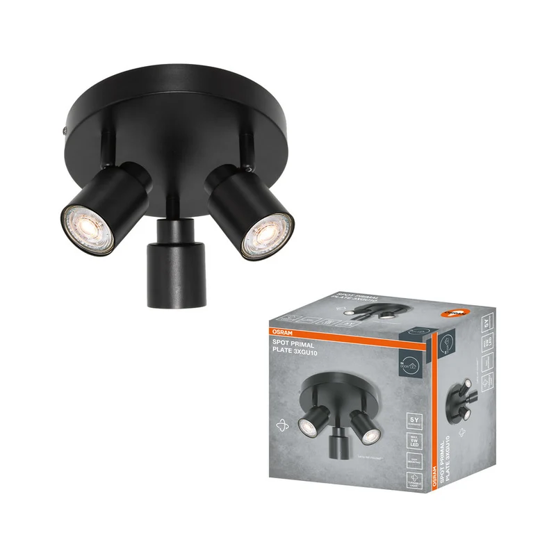 OSRAM Spot LED 3 points PRIMAL Plate, lampe, 3xGU10, noir