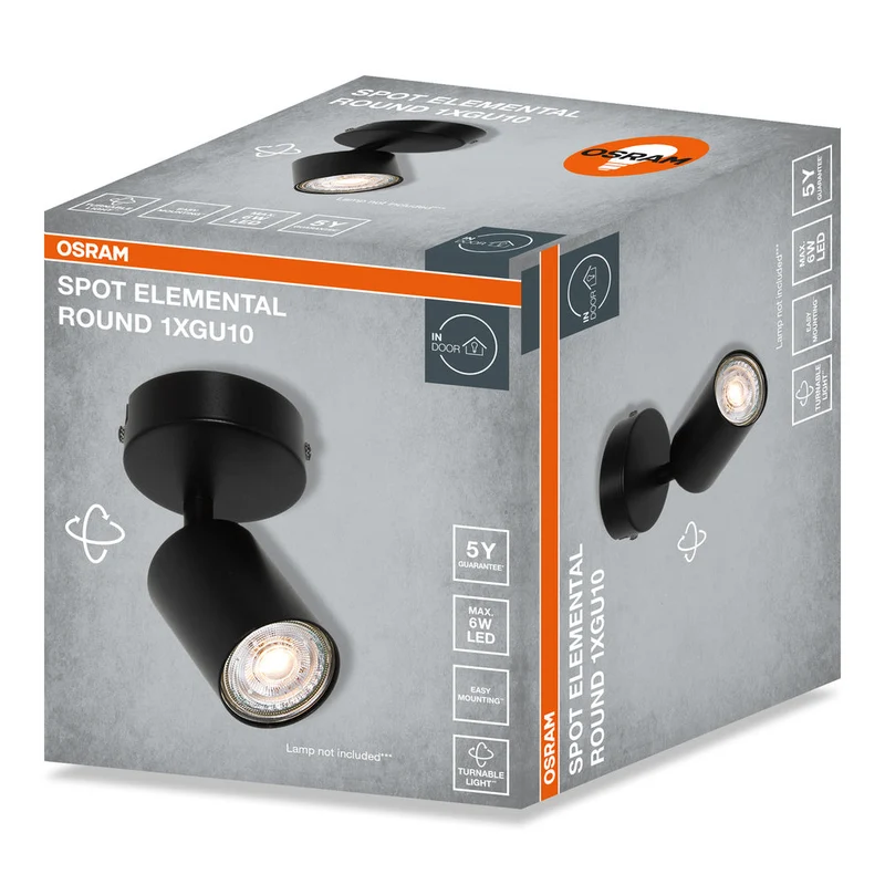 OSRAM LED Spot ELEMENTAL Noir, rond, 1xGU10, Noir, 14 x 8 cm