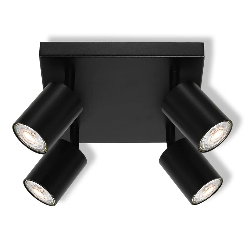 OSRAM Spot LED 4 points ELEMENTAL Plat Noir, lampe, 4xGU10, noir, 21 x 13,8 x 21 cm