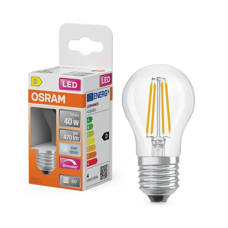 Rétrofit LED CLASSIC P DIM 3.4W 840 Clair E27