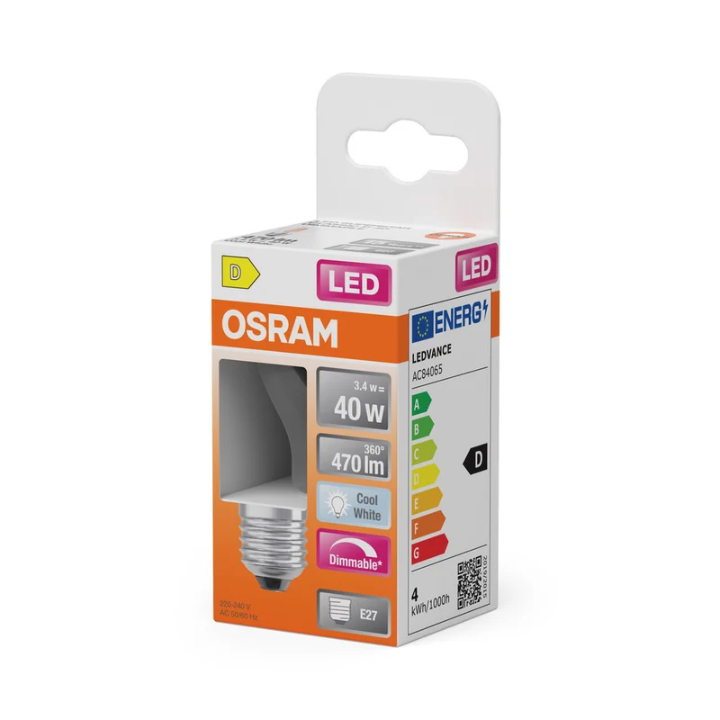 Rétrofit LED CLASSIC P DIM 3.4W 840 Clair E27
