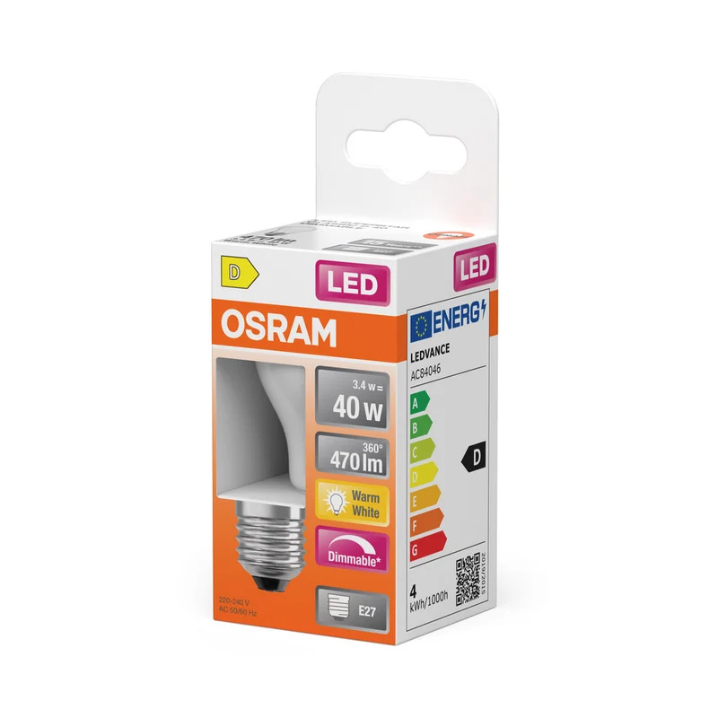 Rétrofit LED CLASSIC P DIM 3.4W 827 Givré E27