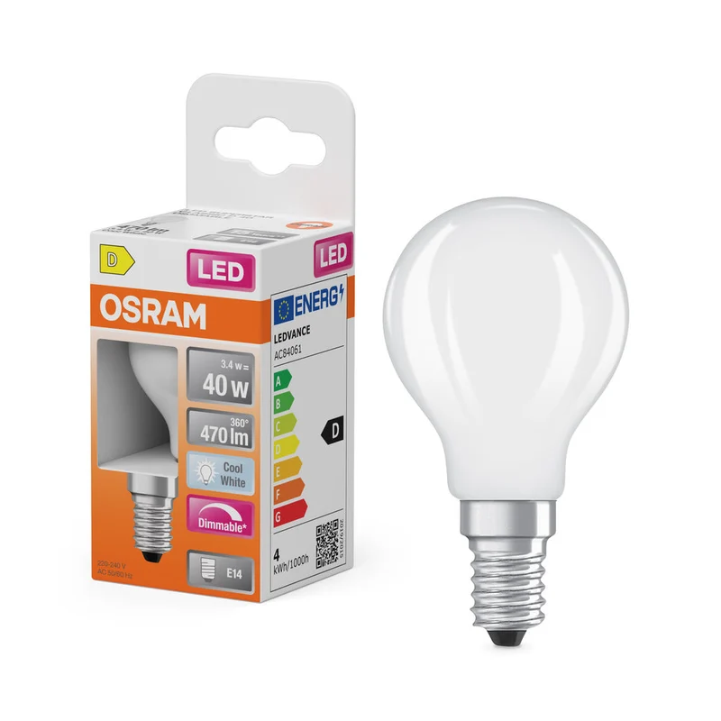 Rétrofit LED CLASSIC P DIM 3.4W 840 Givré E14