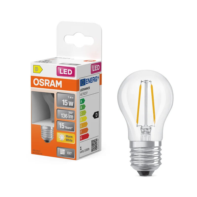 Rétrofit LED CLASSIC P 1W 827 Clair E27