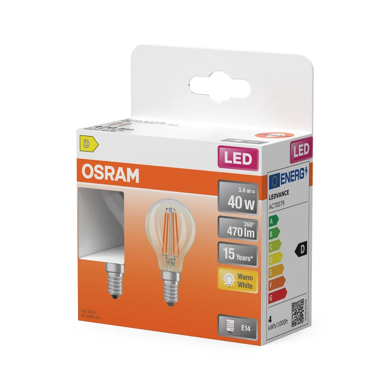 Rétrofit LED CLASSIC P 3.4W 827 Clair E14 1
