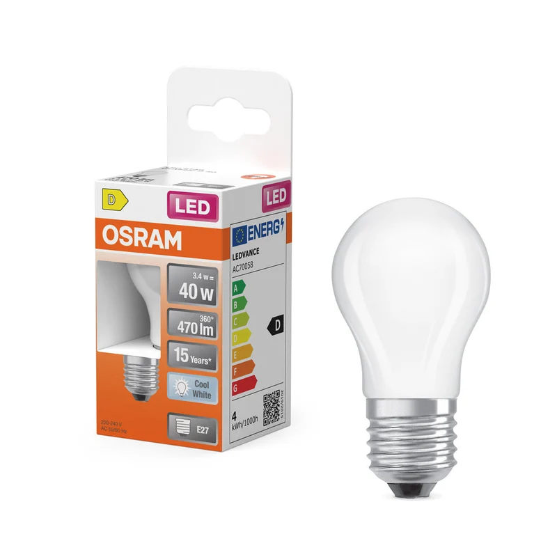 Rétrofit LED CLASSIC P 3.4W 840 Givré E27