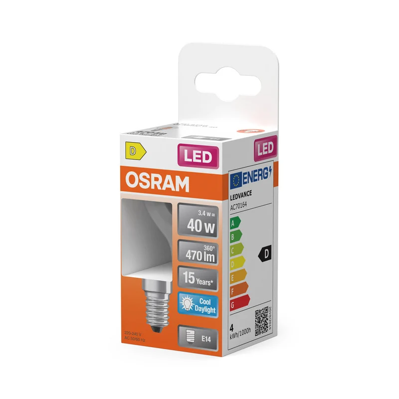 Rétrofit LED CLASSIC P 3.4W 865 Clair E14
