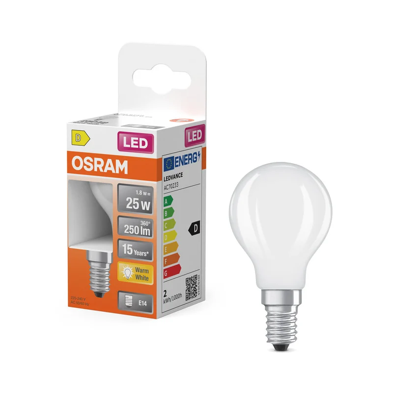 Rétrofit LED CLASSIC P 1.8W 827 Givré E14 2