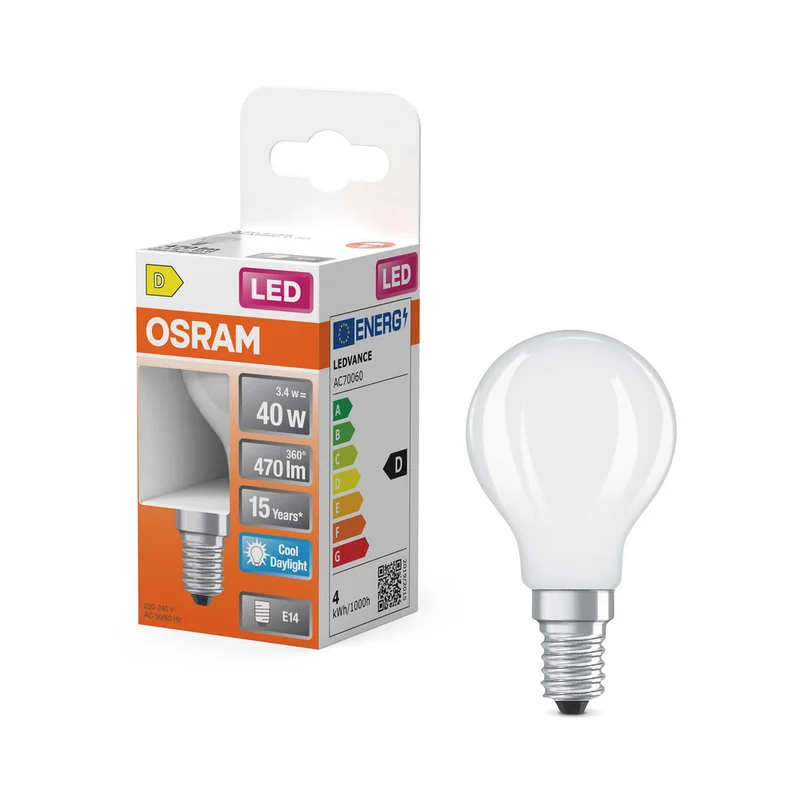 Rétrofit LED CLASSIC P 3.4W 865 Givré E14