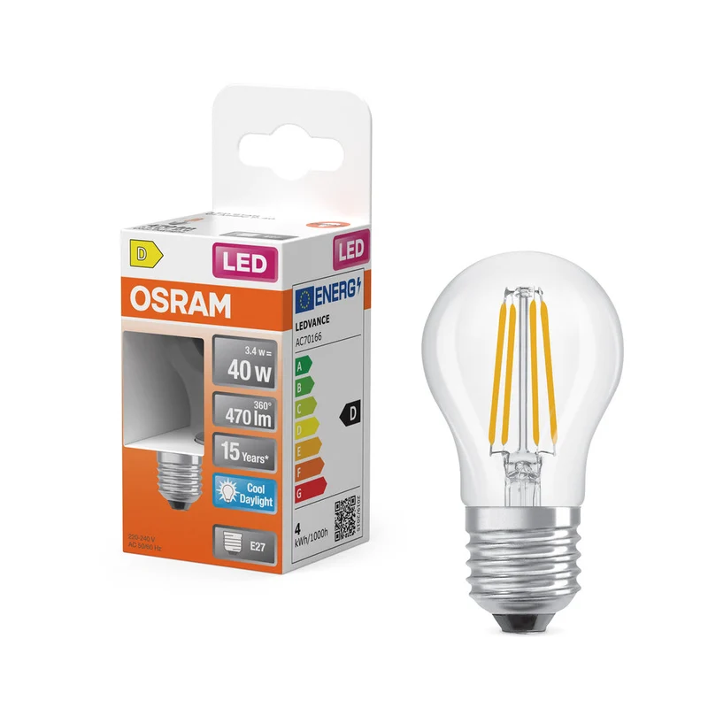 Rétrofit LED CLASSIC P 3.4W 865 Clair E27