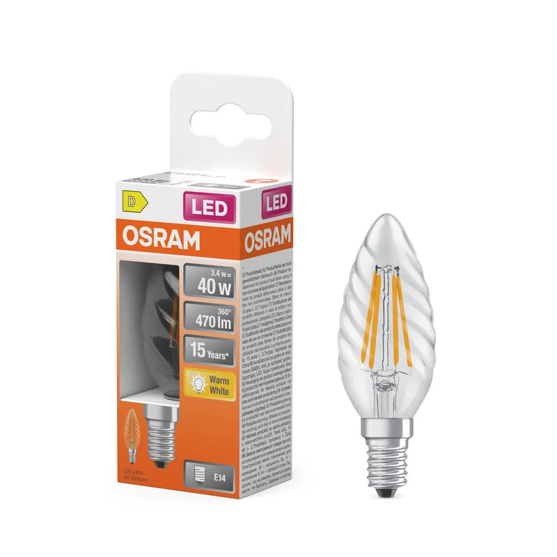 Rétrofit LED CLASSIC BW 3.4W 827 Clair E14