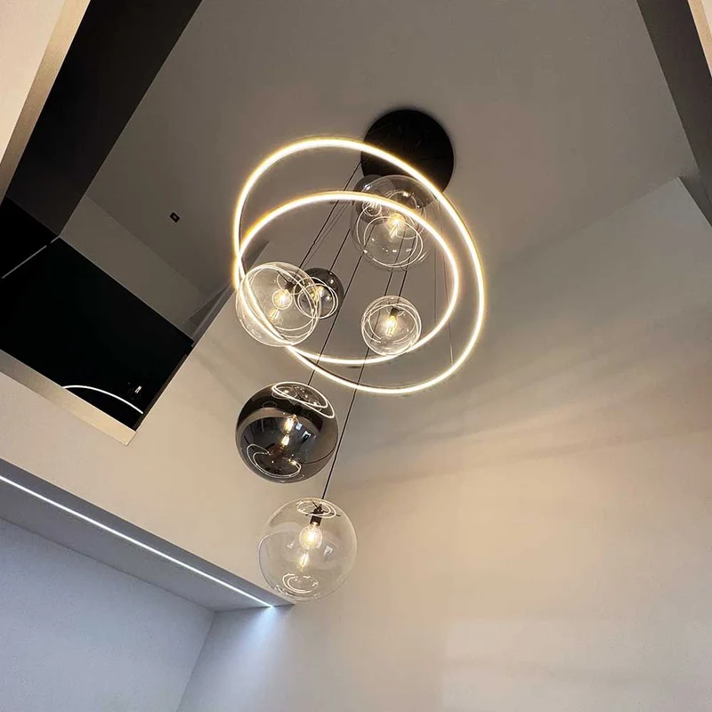 s.luce Galaxy XXL LED Galerielampe 8-flammig Ringleuchte Glaskugeln