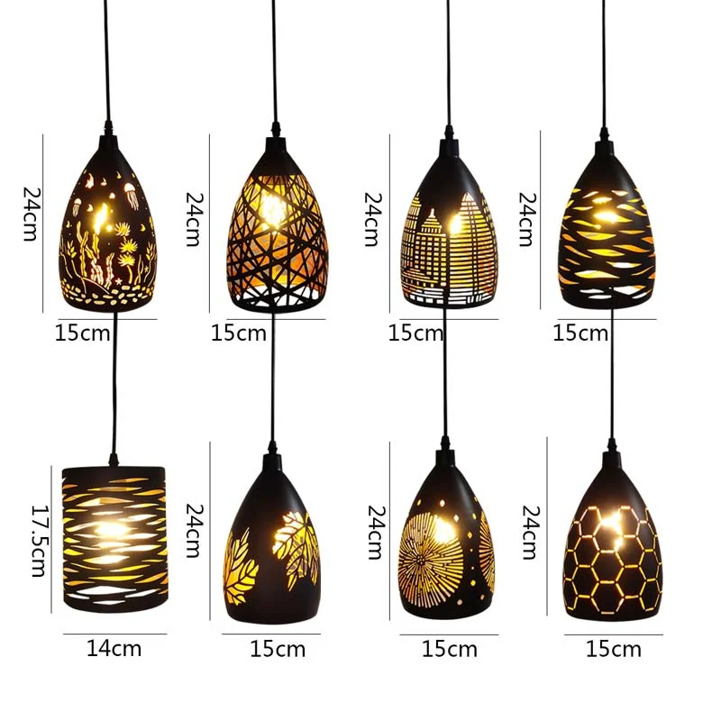 LAMPE SUSPENDUE NOIRE A MOTIFS