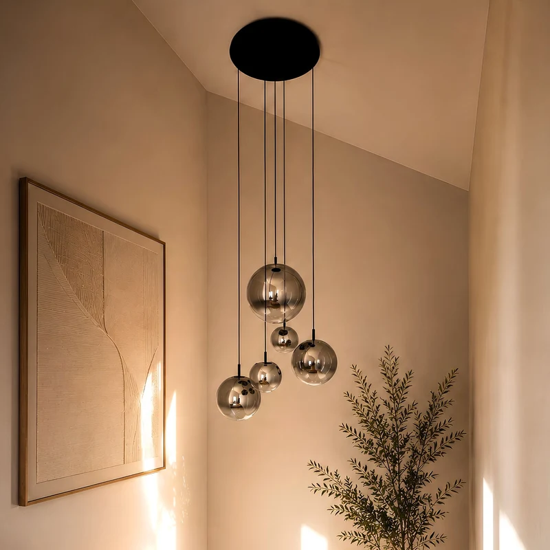 s.luce Orb Glaskugel Hängelampe 150cm Aufhängung Schwarz