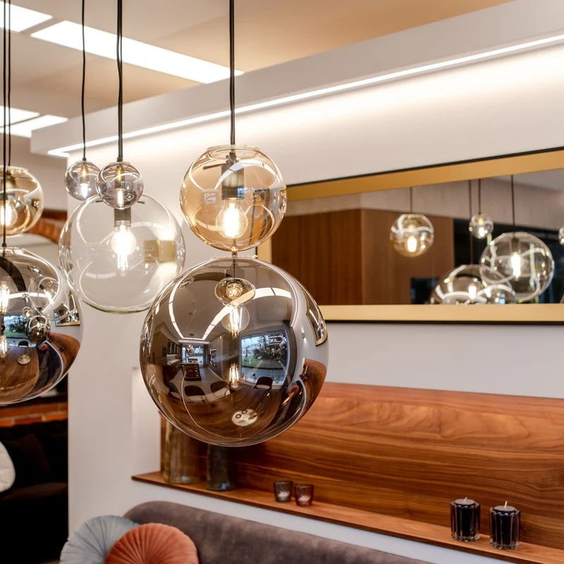 s.luce Orb Glaskugel Hängelampe 150cm Aufhängung Schwarz