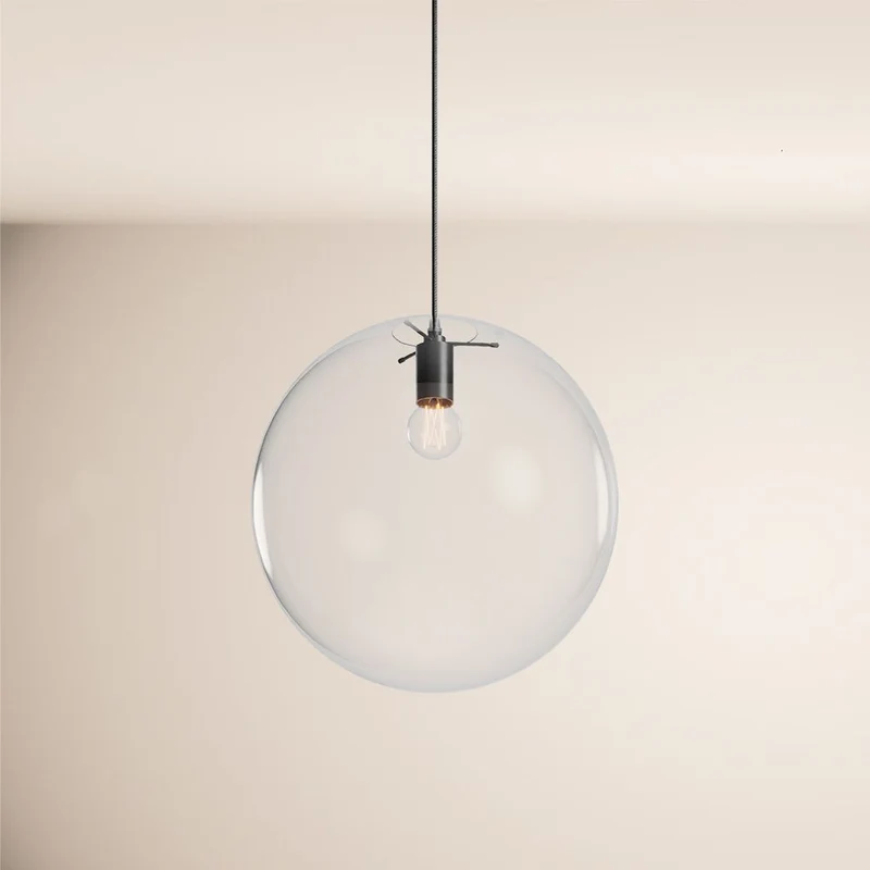 s.luce Orb Glaskugel Hängelampe 150cm Aufhängung Schwarz