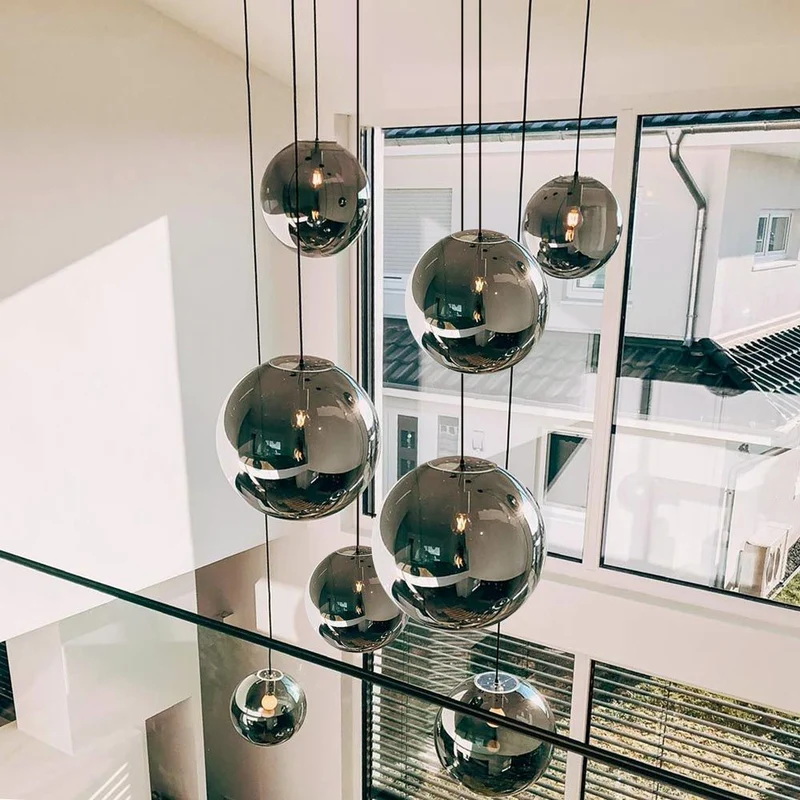 s.luce Orb Glaskugel Hängelampe 150cm Aufhängung Schwarz