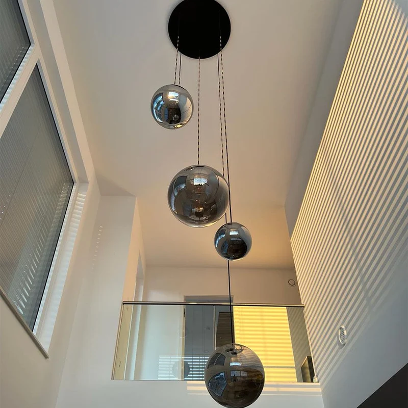 s.luce Orb Glaskugel Hängelampe 150cm Aufhängung Schwarz