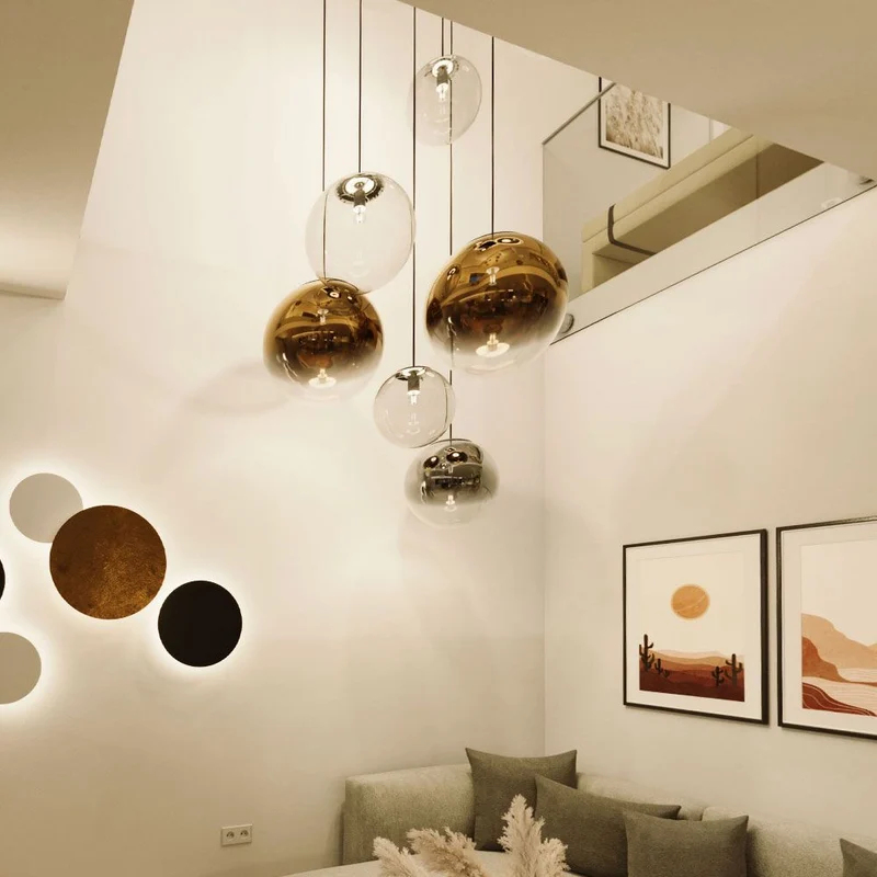 s.luce Orb Glaskugel Hängelampe 150cm Aufhängung Schwarz