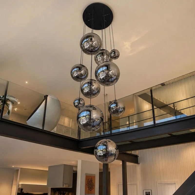 s.luce Orb Glaskugel Galerieleuchte 500cm Aufhängung Schwarz