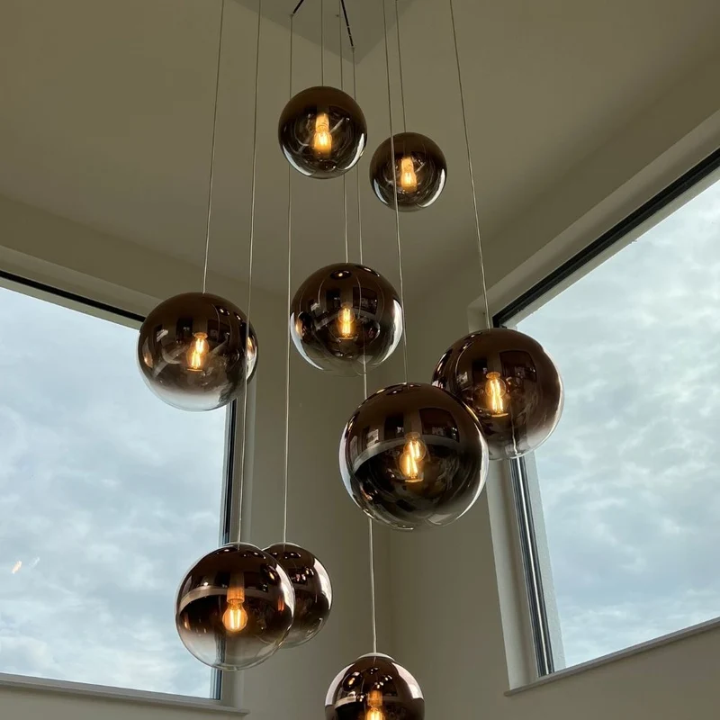s.luce Orb Glaskugel Galerieleuchte 500cm Aufhängung Schwarz