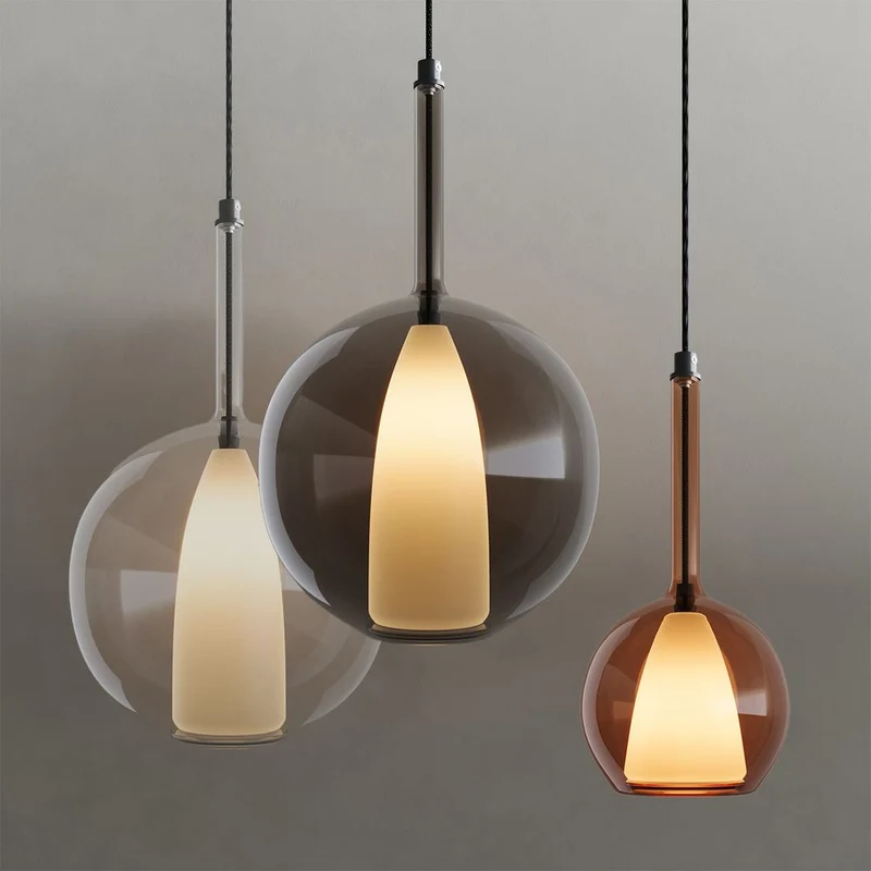 s.luce Belluna Glas Galerie-Pendelleuchte 500cm Textilkabel