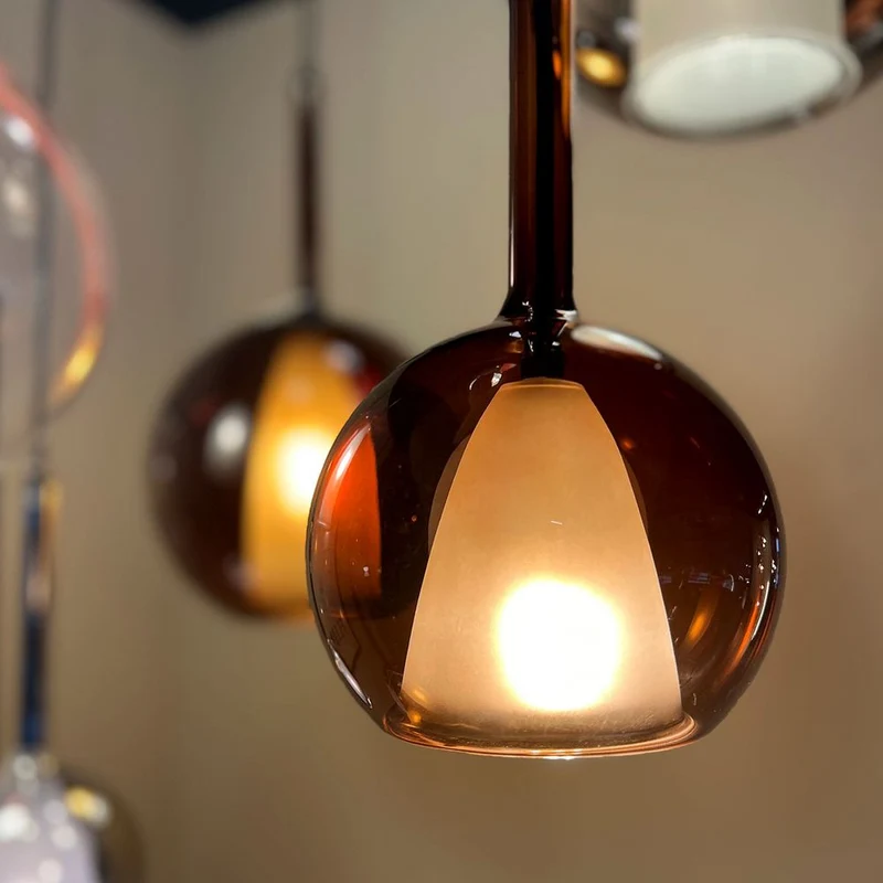 s.luce Belluna Glas Galerie-Pendelleuchte 500cm Textilkabel
