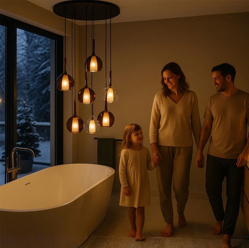 s.luce Belluna Glas Galerie-Pendelleuchte 500cm Textilkabel